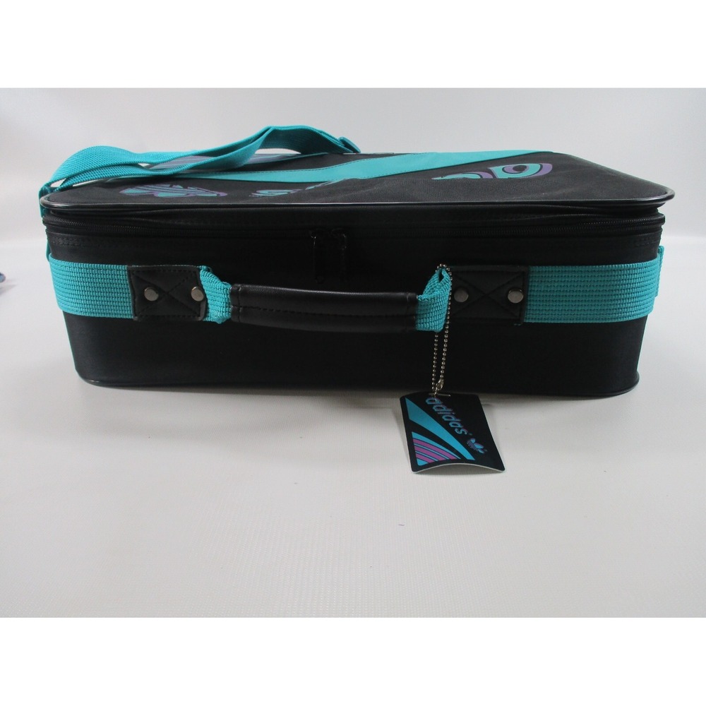 Adidas Originals Trefoil Vintage Retro Big Airliner Bag Case Black and Teal - Picture 3 of 13